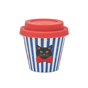 90ml Recycled Plastic Espresso Cup with lid - Miao- Cat Collection
