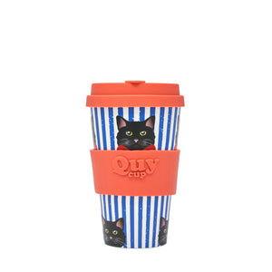Travel Mug 400 ml Recycled Plastic - Yellow-eyed kitten
