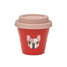 Load image into Gallery viewer, 90ml Recycled Plastic Espresso Cup with lid - Achille - French Bulldog Collection
