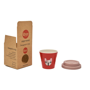 90ml Recycled Plastic Espresso Cup with lid - Achille - French Bulldog Collection
