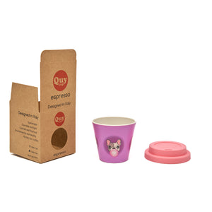 90ml Recycled Plastic Espresso Cup with lid - Bubble - French Bulldog Collection