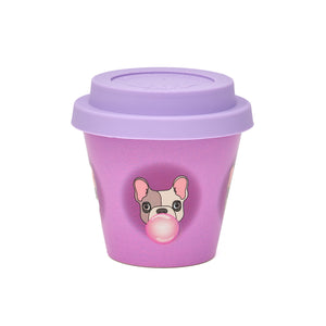 90ml Recycled Plastic Espresso Cup with lid - Bubble - French Bulldog Collection