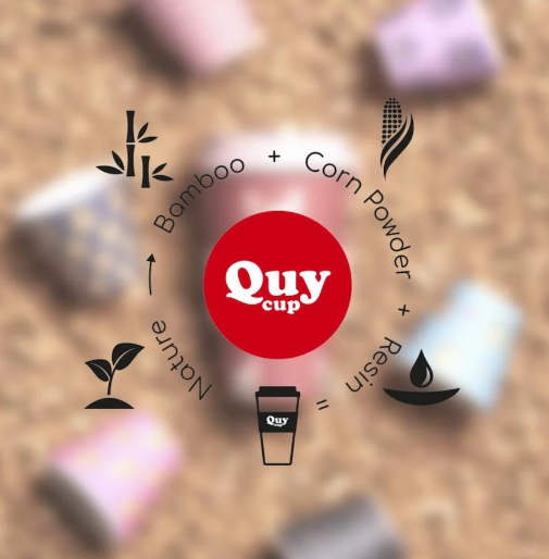 QUY CUP. Caesar. Bamboo Coffee Cup. 14 oz. Unique Italian Design.  Sustainable. Made From Natural Fibres. BPA-Free Ecological Cup